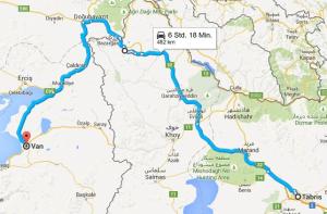 Route Tabriz Van